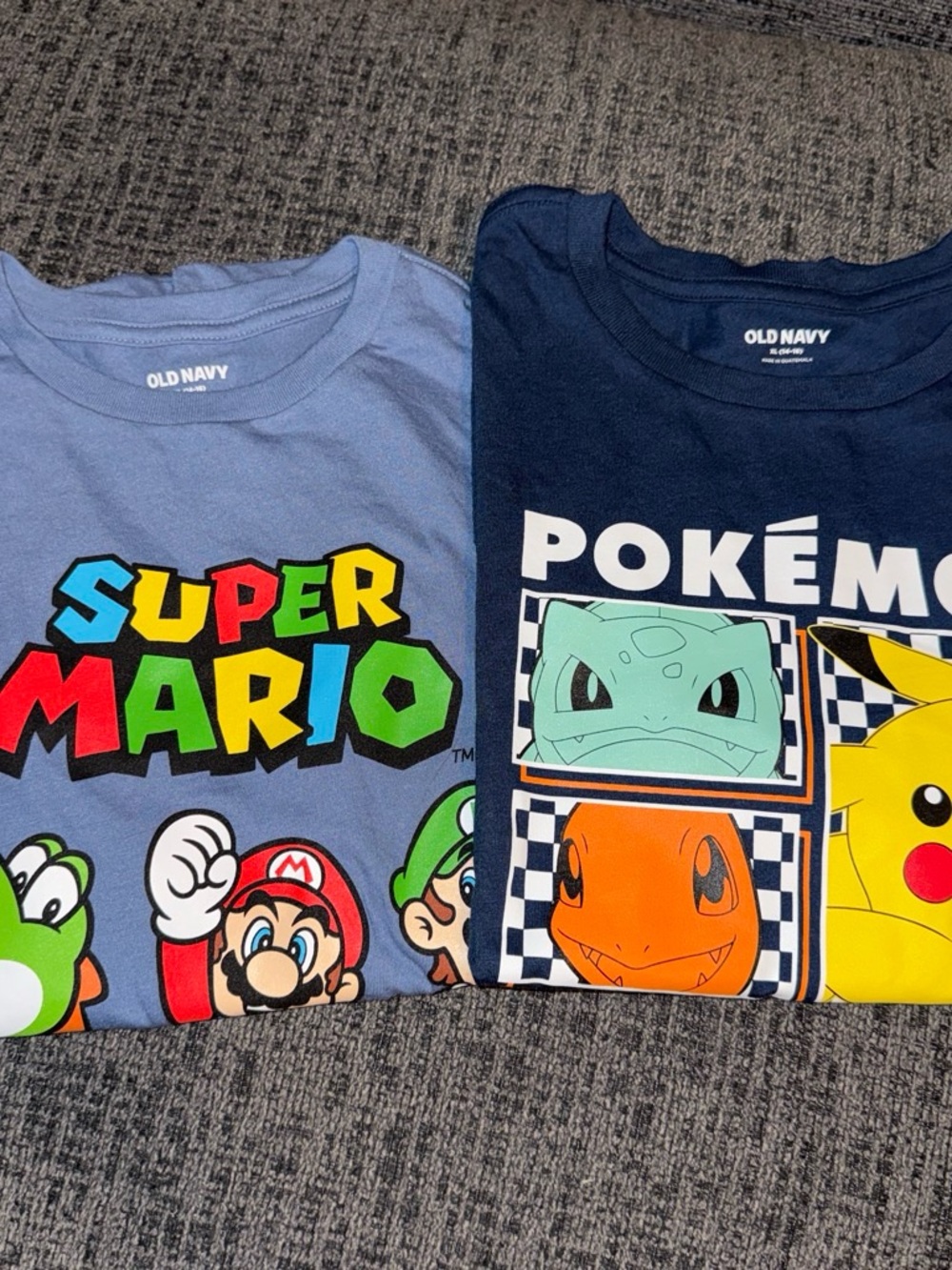 Old Navy Kids Super Mario & Pokémon Graphic Tees - Light Blue & Navy